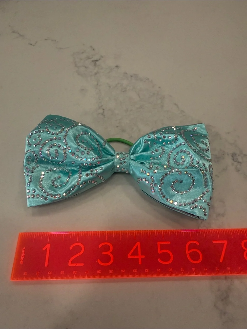 Turquoise Crystal Cheer Bow
